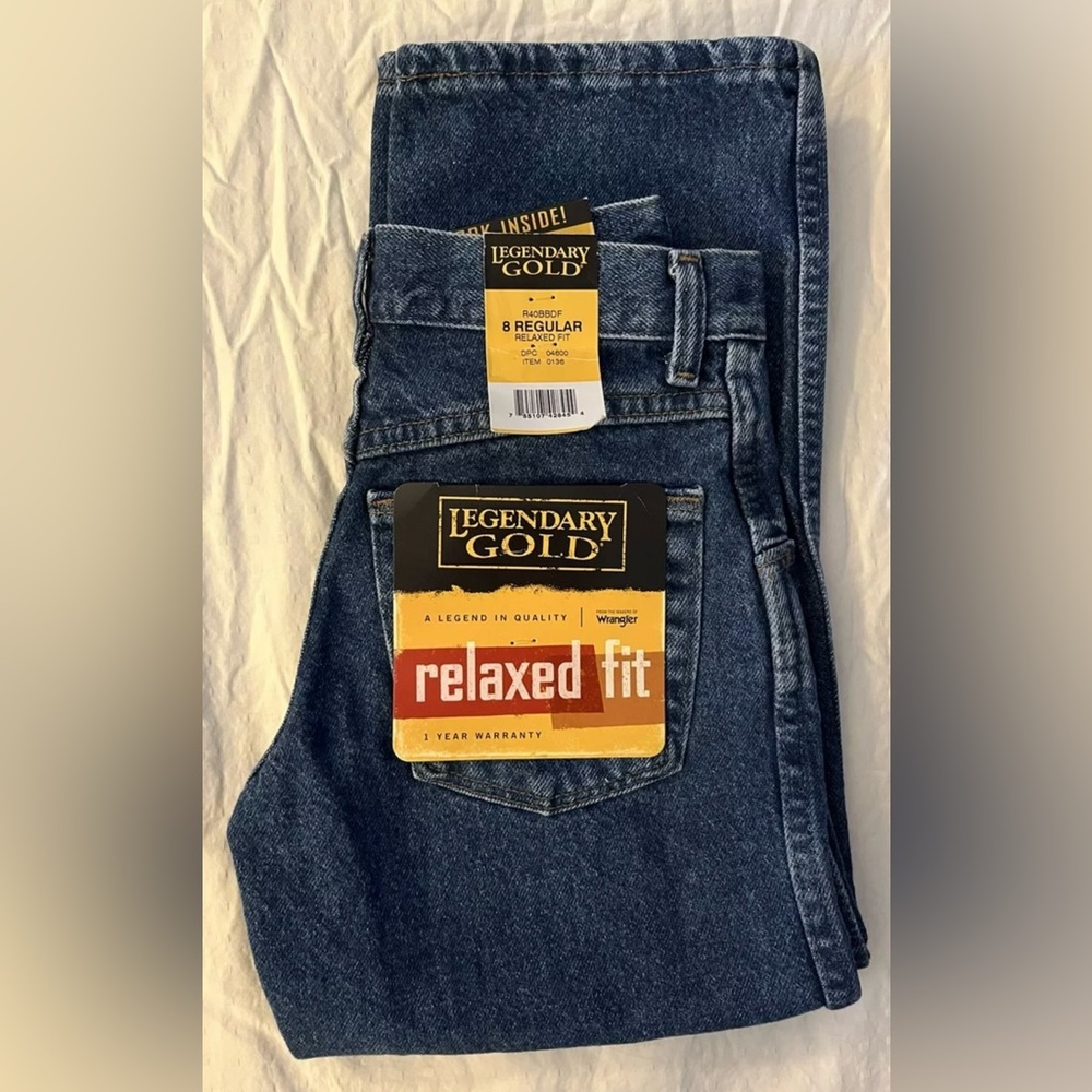 NEW! Legendary Gold Relaxed Fit Boy's Jeans 8 Regular Adjustable Waist